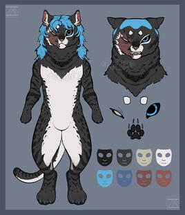 Custom anthro cat digital drawing of an anthro cat to be used as a reference